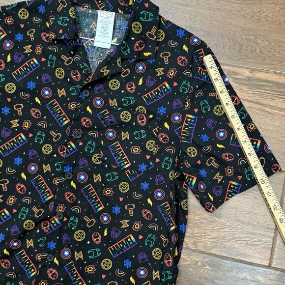 Marvel Avengers Black Rainbow Shirt Button Down 100% Cotton Size Small - Picture 5 of 8